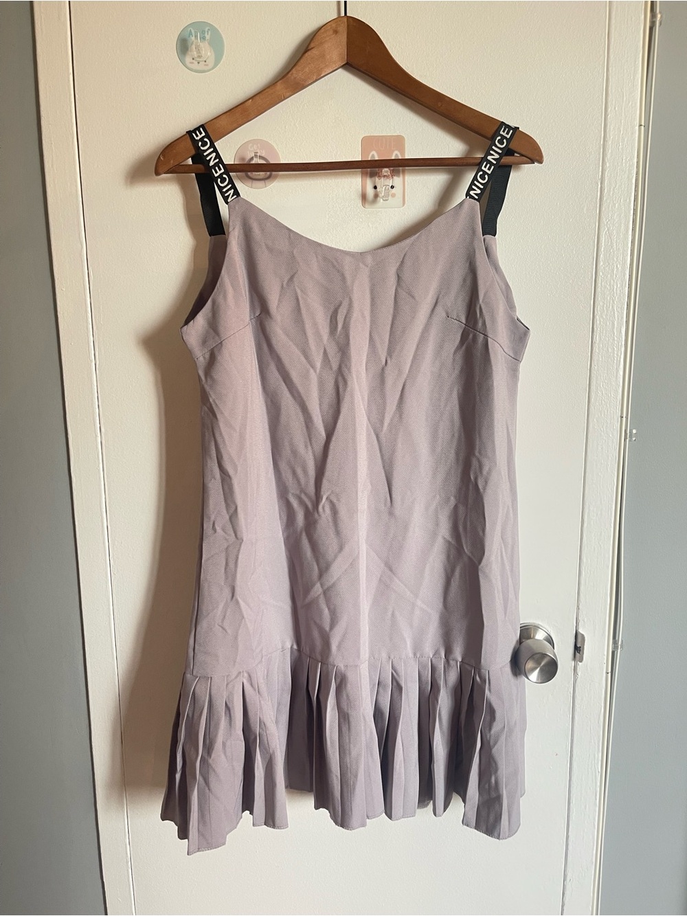 Nwot Sleeveless Grey Dress with Pleated Hem Size L